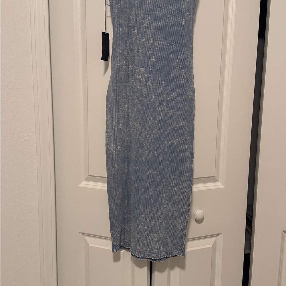 Embellished Blue Sleeveless Dress - Picture 4 of 5